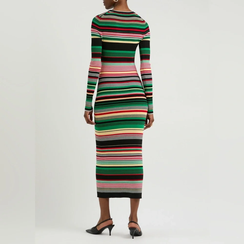 Paco Rabanne Rabanne Striped Rib-Knit Maxi Dress - Picture 7 of 7